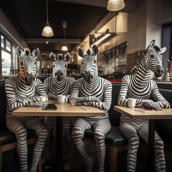 DM-Zebra at Coffee shop 001 Print