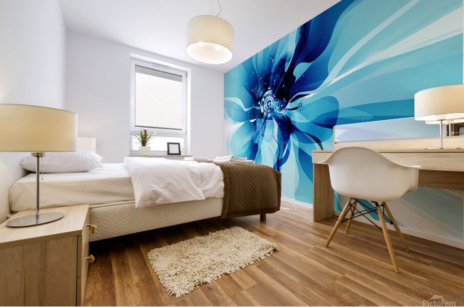 DM-Modern floral- Blue 001 Mural print