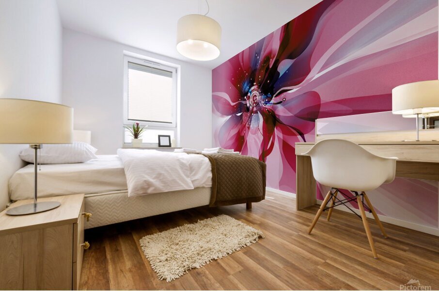 DM-Modern floral- Red 001 Mural print