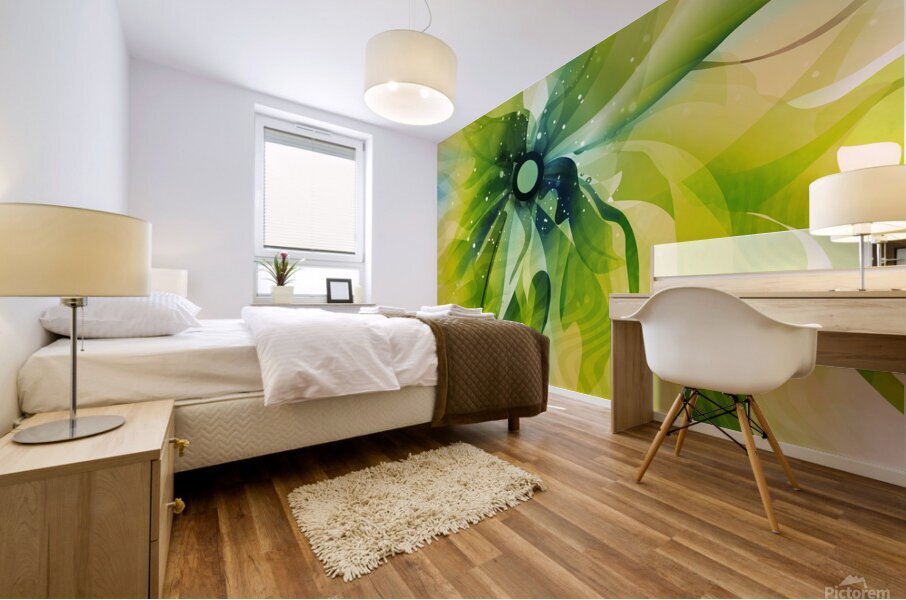 DM-Green Modern Floral-2 Mural print