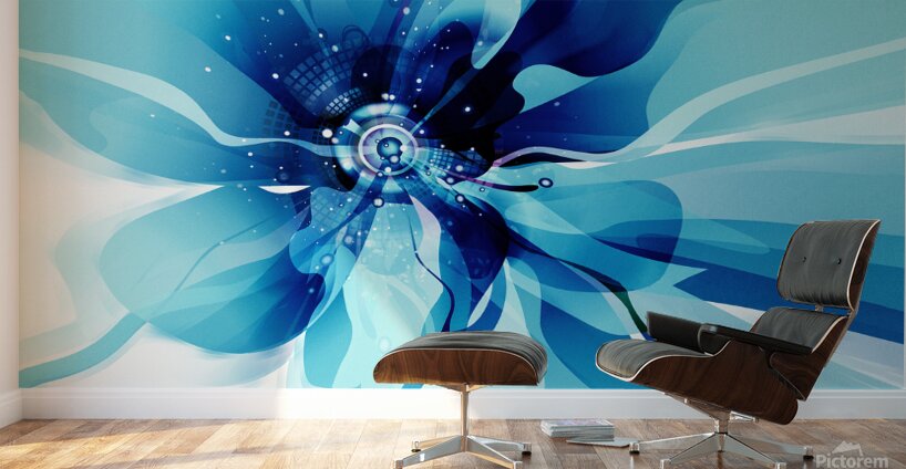 DM-Modern floral- Blue 001 Wall Murals