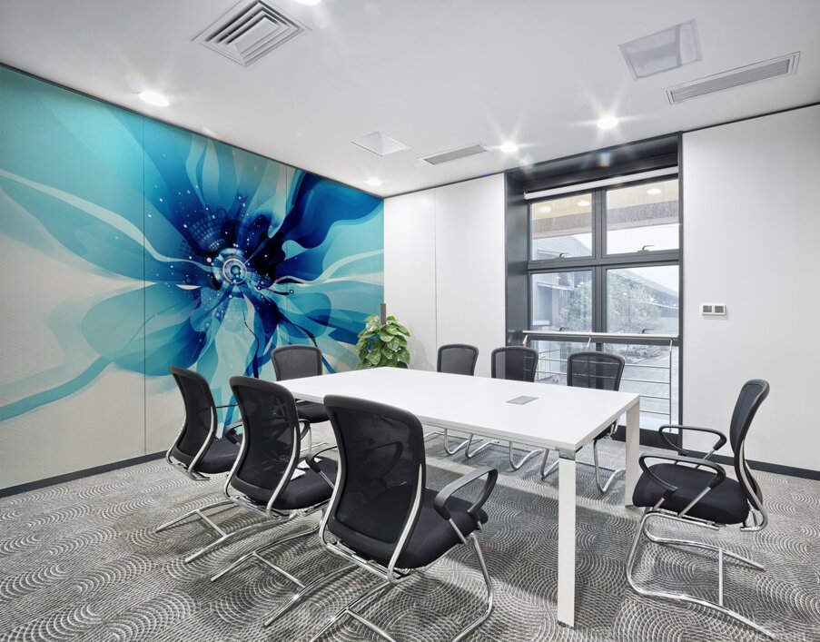 DM-Modern floral- Blue 001 Wall Printing