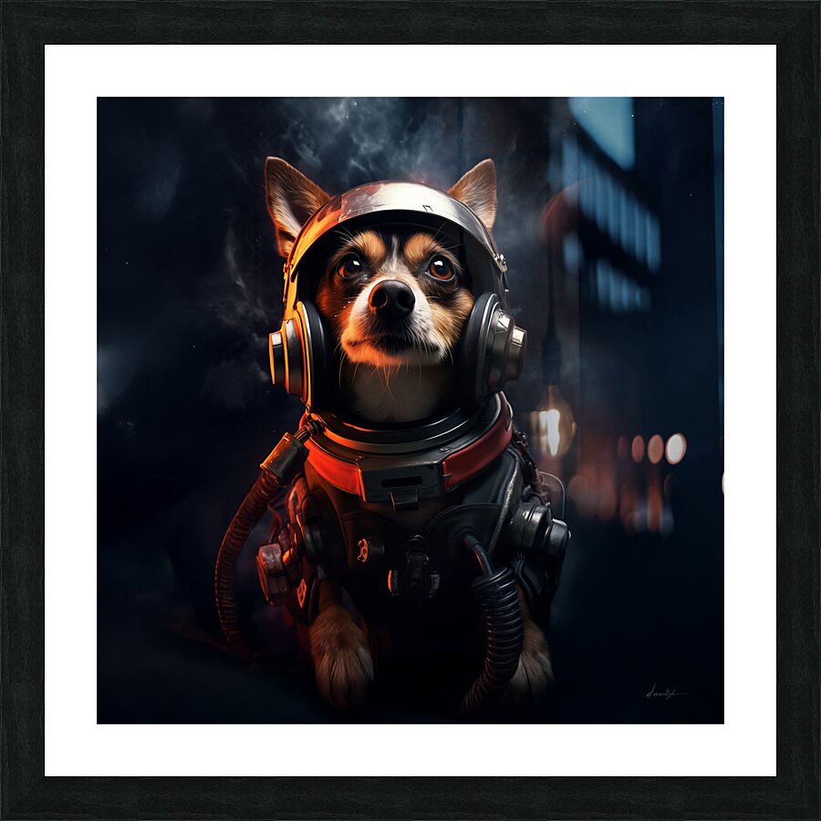 DM- The Astronaut Dog Picture Frame print
