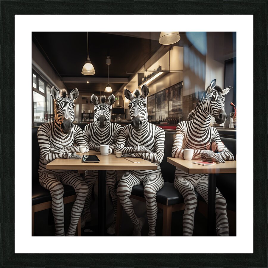 DM-Zebra at Coffee shop 001 Picture Frame print