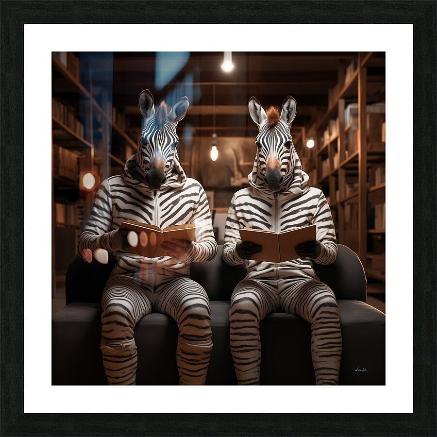 DM-Zebras at library Picture Frame print