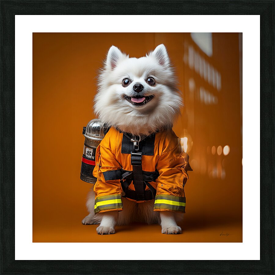 DM-Fire Fighter Dog Picture Frame print