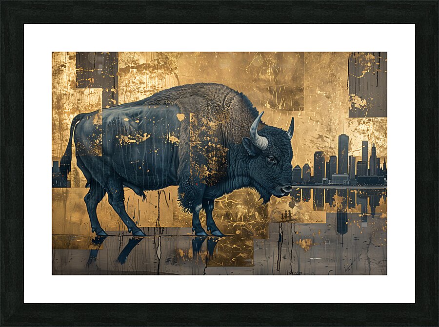 DM-Buffalo in the city 001 Picture Frame print