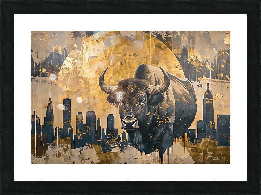 DM-Buffalo in the city 002 Picture Frame print