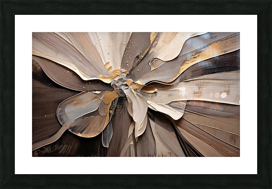 DM  Golden Floral 003 Picture Frame print