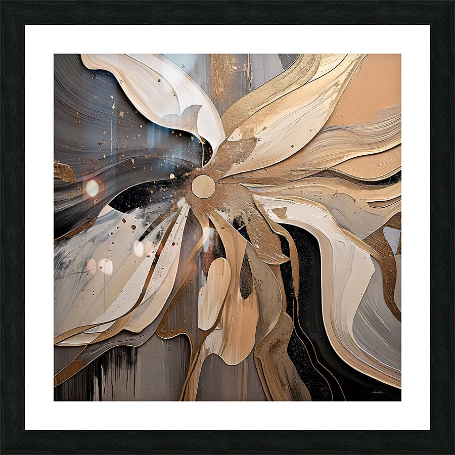 DM  Golden Floral 011 Picture Frame print