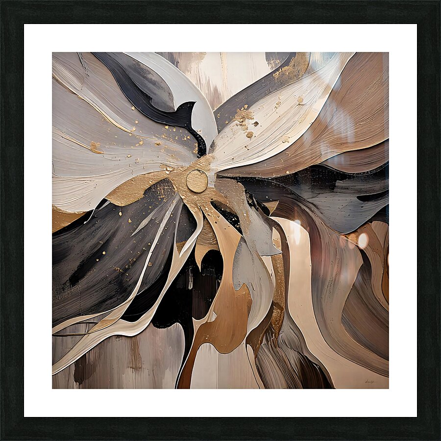 DM  Golden Floral 010 Picture Frame print