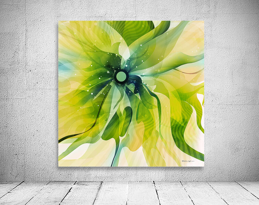 DM-Green Modern Floral-2 Wall Preview