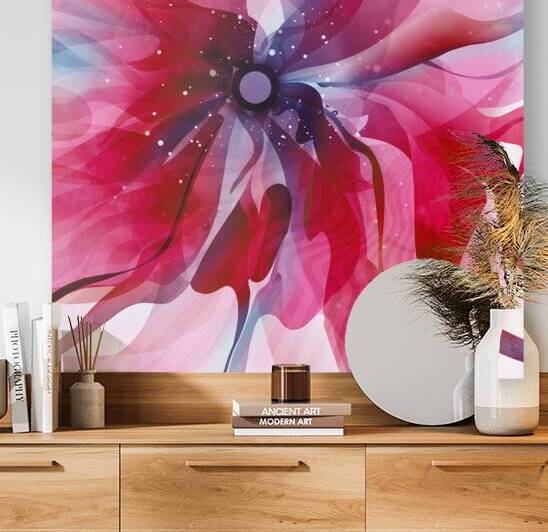 DM-Modern floral- Red 002 by Mantegh Studio