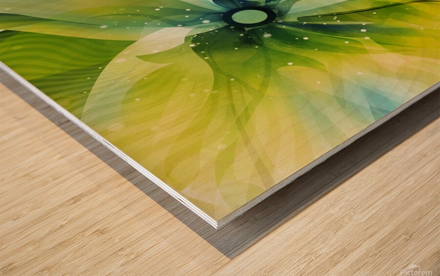 DM-Green Modern Floral-2 Wood print